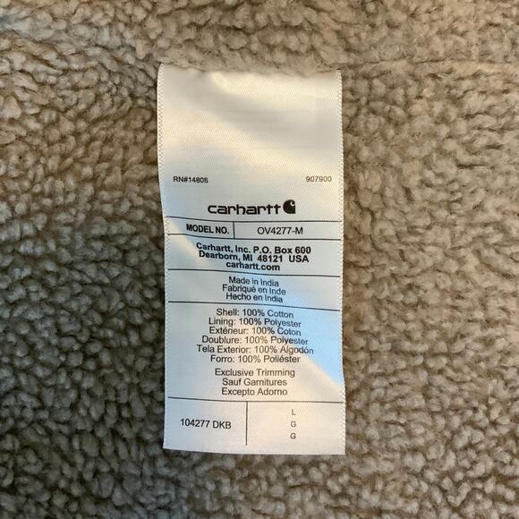 Carhartt Brown Vest Washed Duck Sherpa Lined Mock Neck Mens Large - Picture 9 of 11